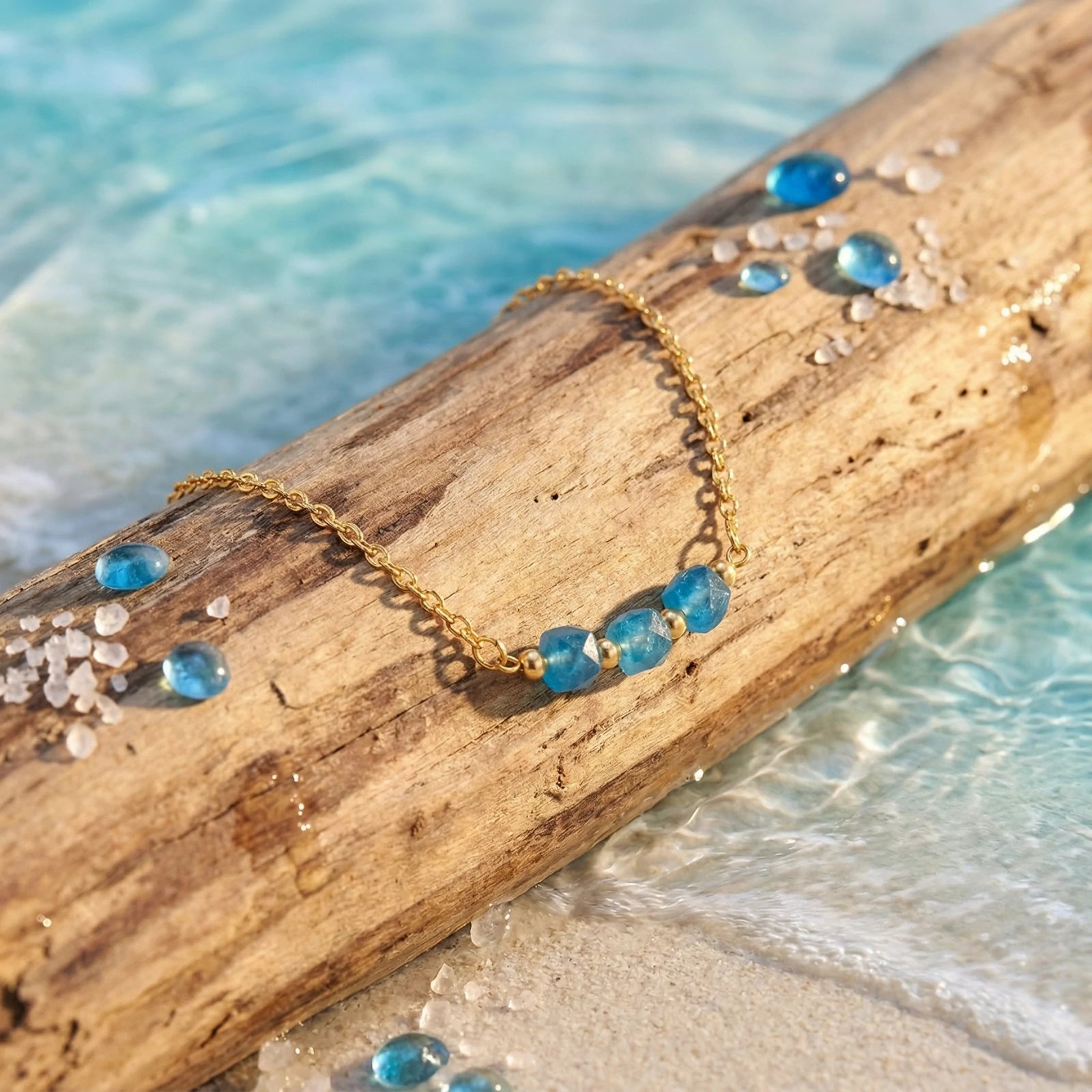 Soft Presence Necklace —  Blue Tone Fine Chain