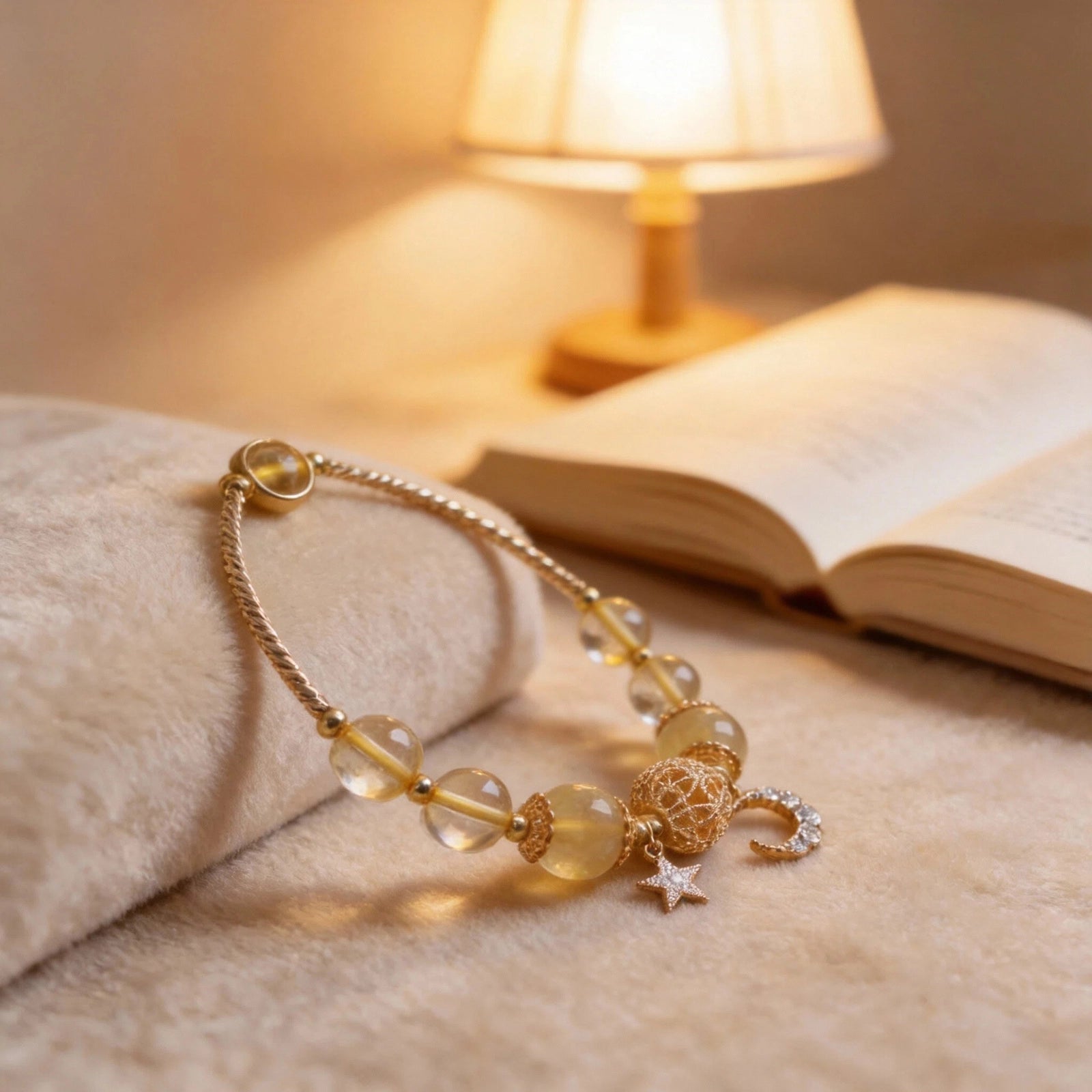 Focused Intent Bracelet — Golden Tone Energy Beads