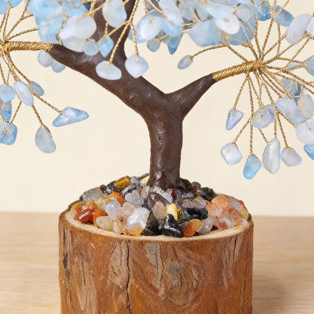 Aquamarine Gemstone Tree — Calm Energy & Clarity Decor
