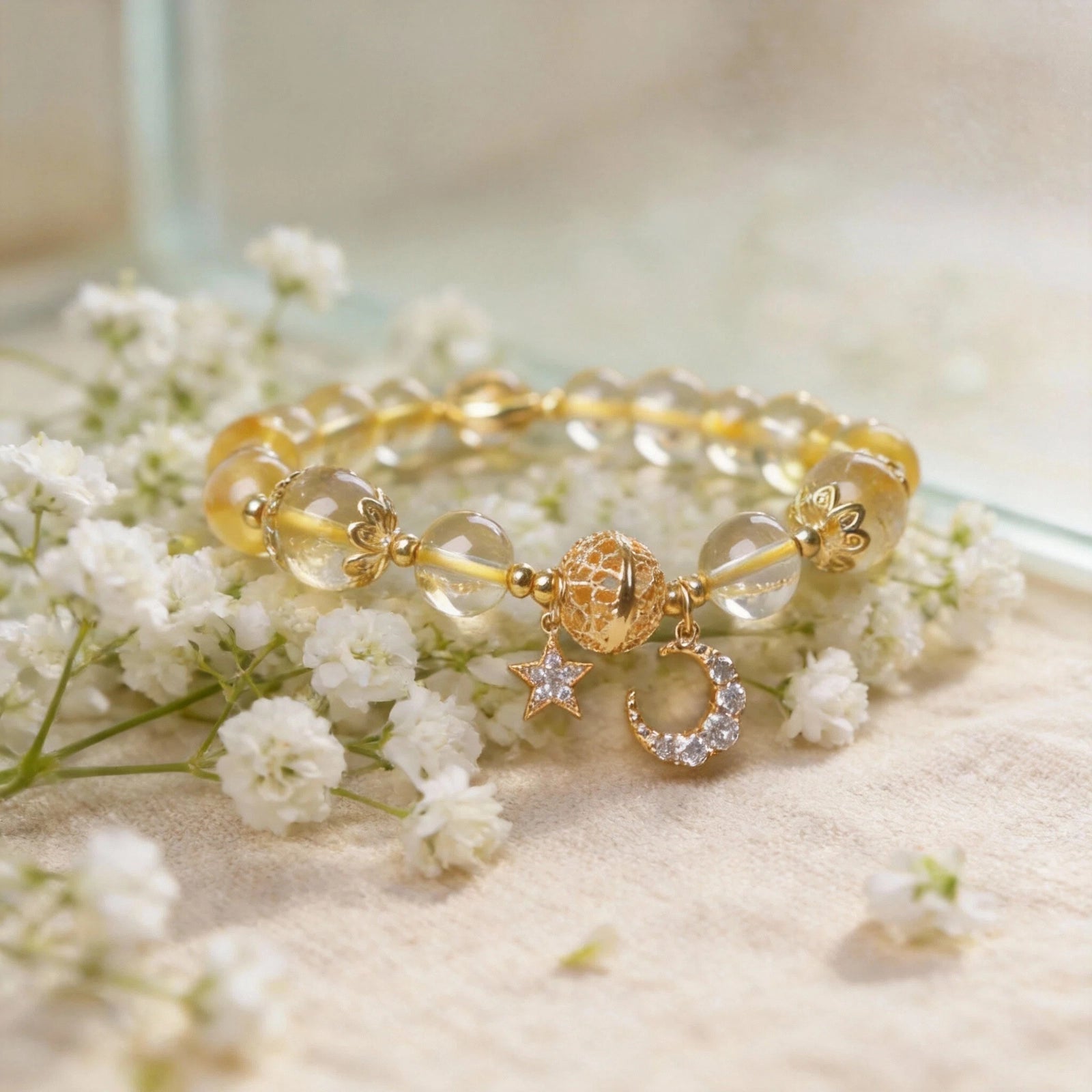 Steady Focus Bracelet — Golden Tone Energy Beads