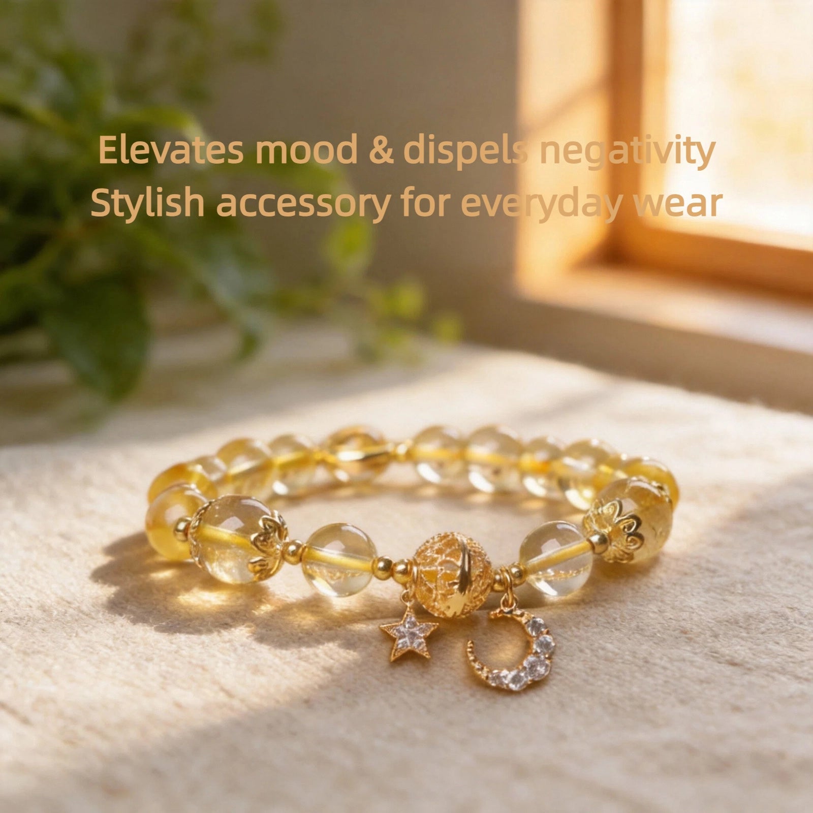 Steady Focus Bracelet — Golden Tone Energy Beads