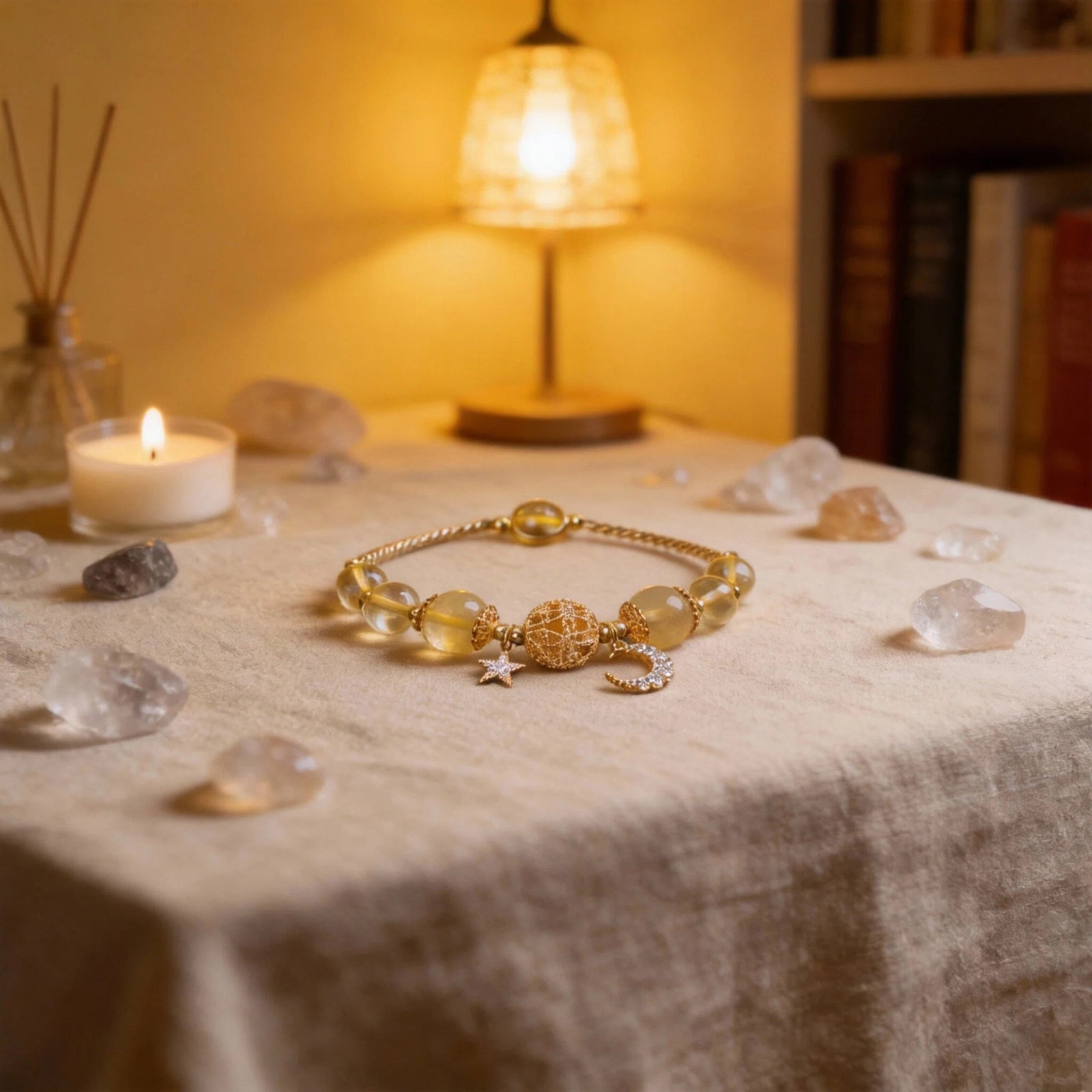 Focused Intent Bracelet — Golden Tone Energy Beads