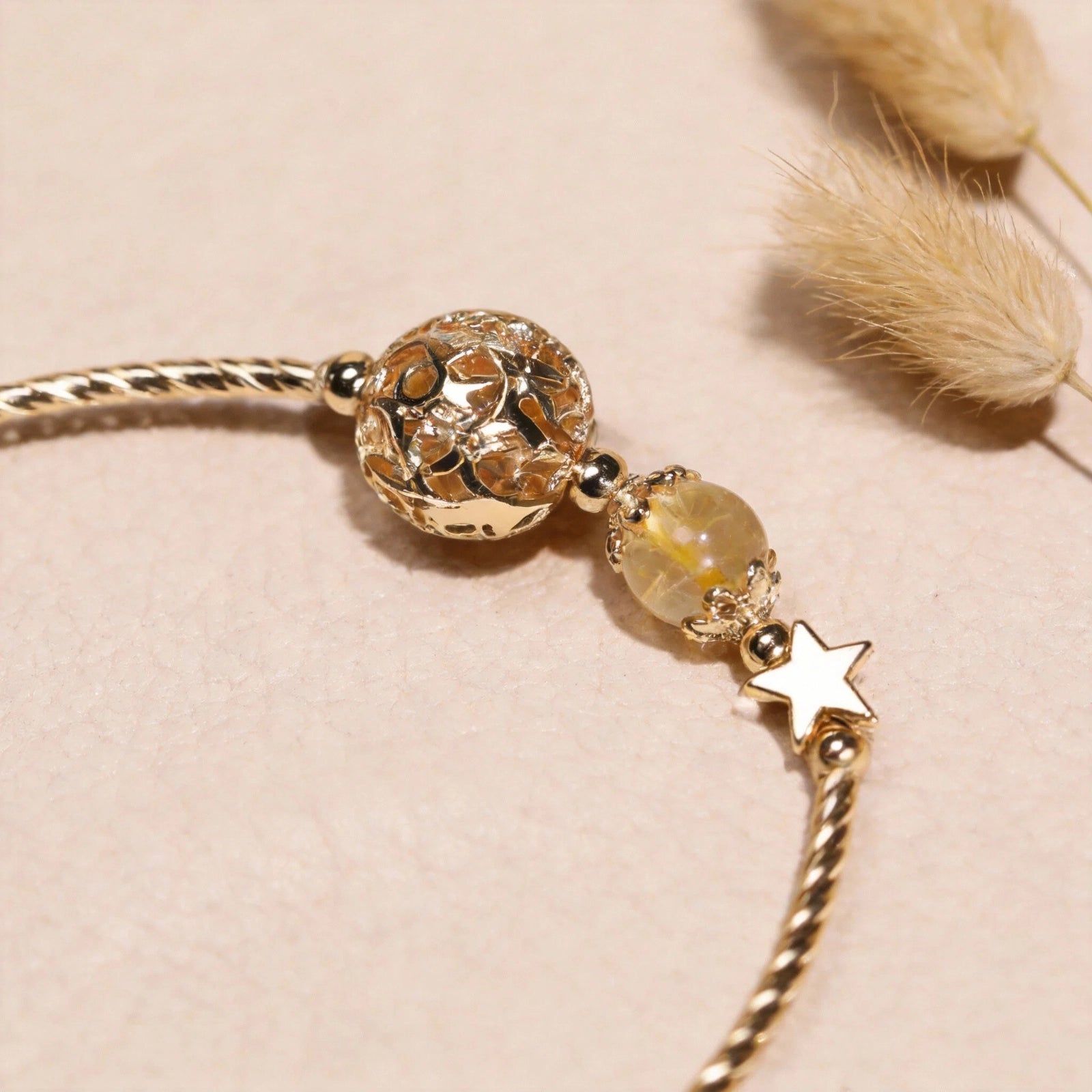 Radiant Momentum Bracelet — Strawberry Quartz, Golden Rutilated Quartz & Sunstone