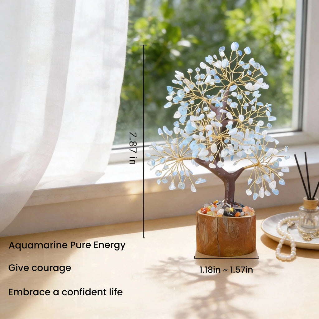 Aquamarine Gemstone Tree — Calm Energy & Clarity Decor