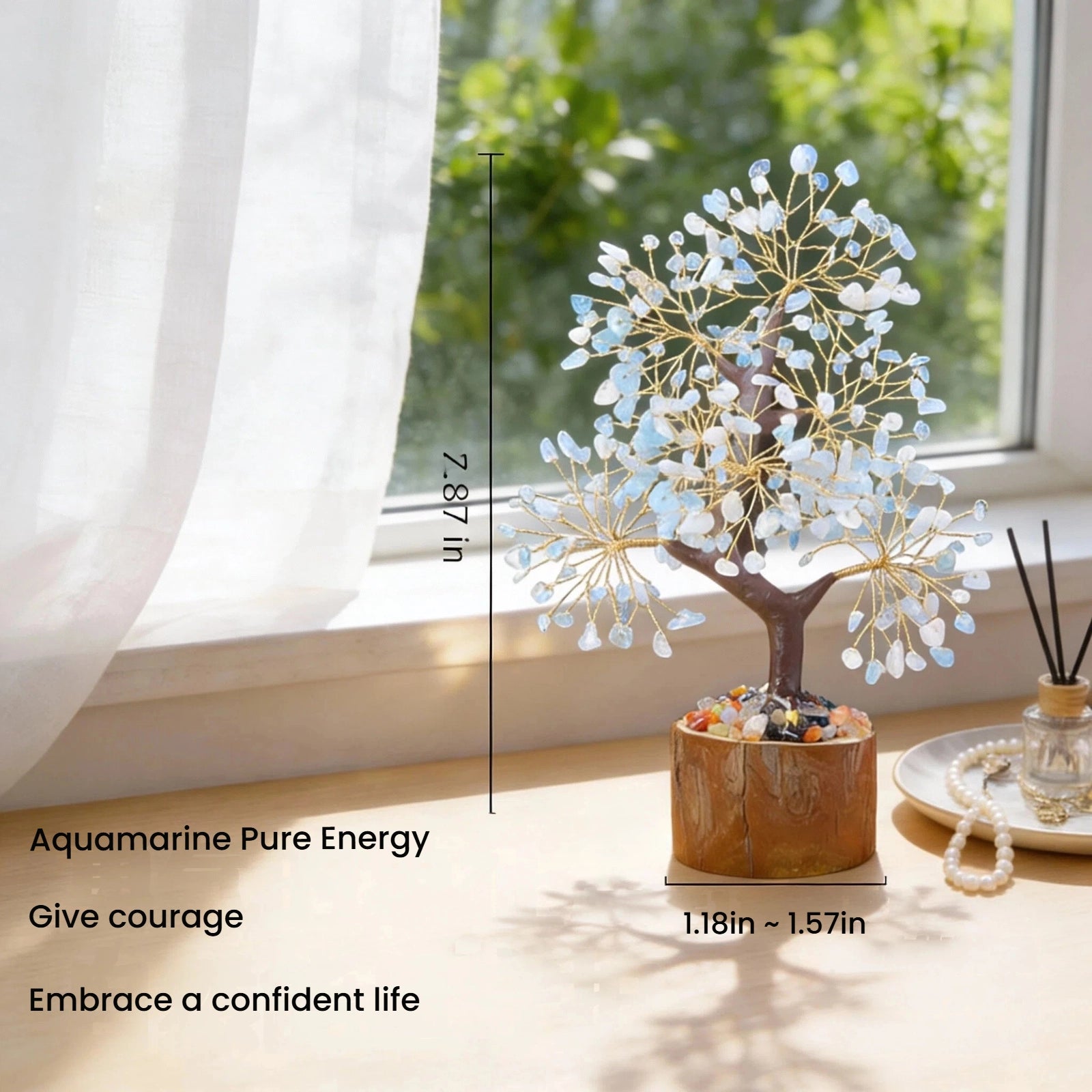 Aquamarine Gemstone Tree — Calm Energy & Clarity Decor