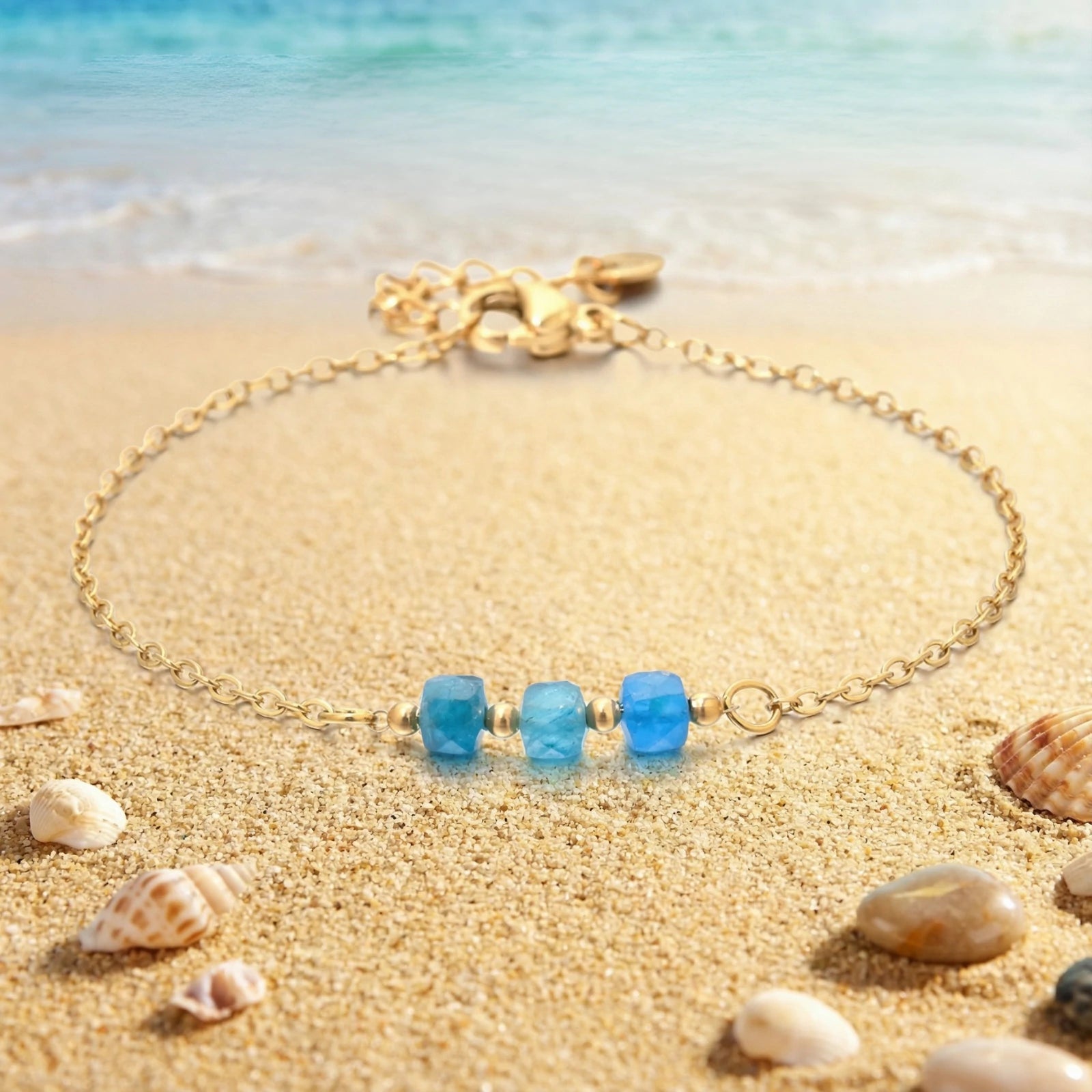 Soft Presence Necklace —  Blue Tone Fine Chain