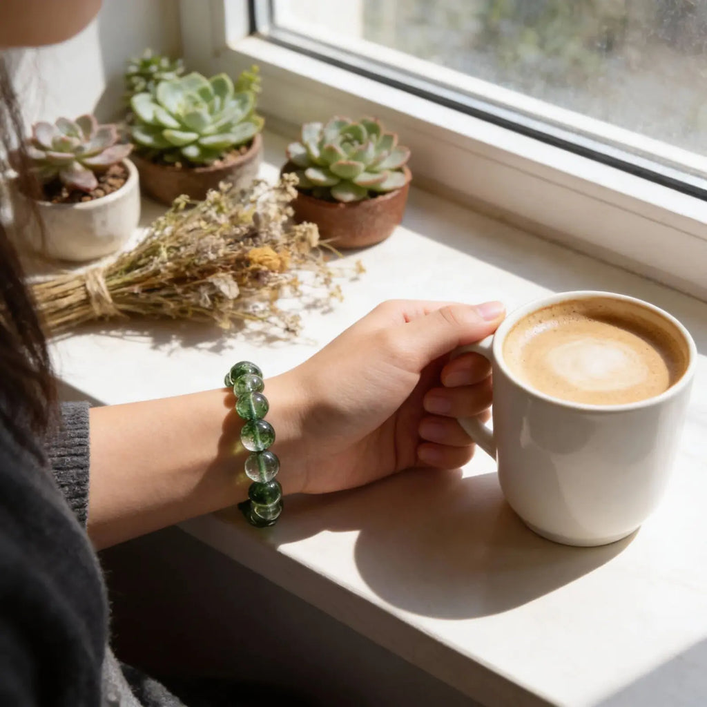 Clear Growth – Green Phantom Quartz Crystal Bracelet
