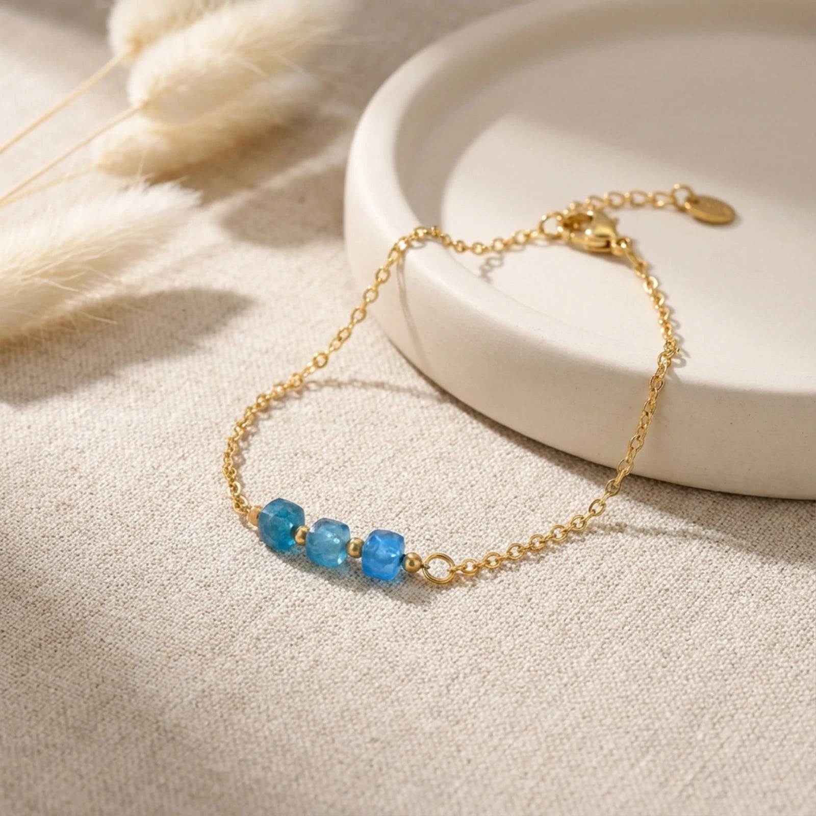 Soft Presence Necklace —  Blue Tone Fine Chain