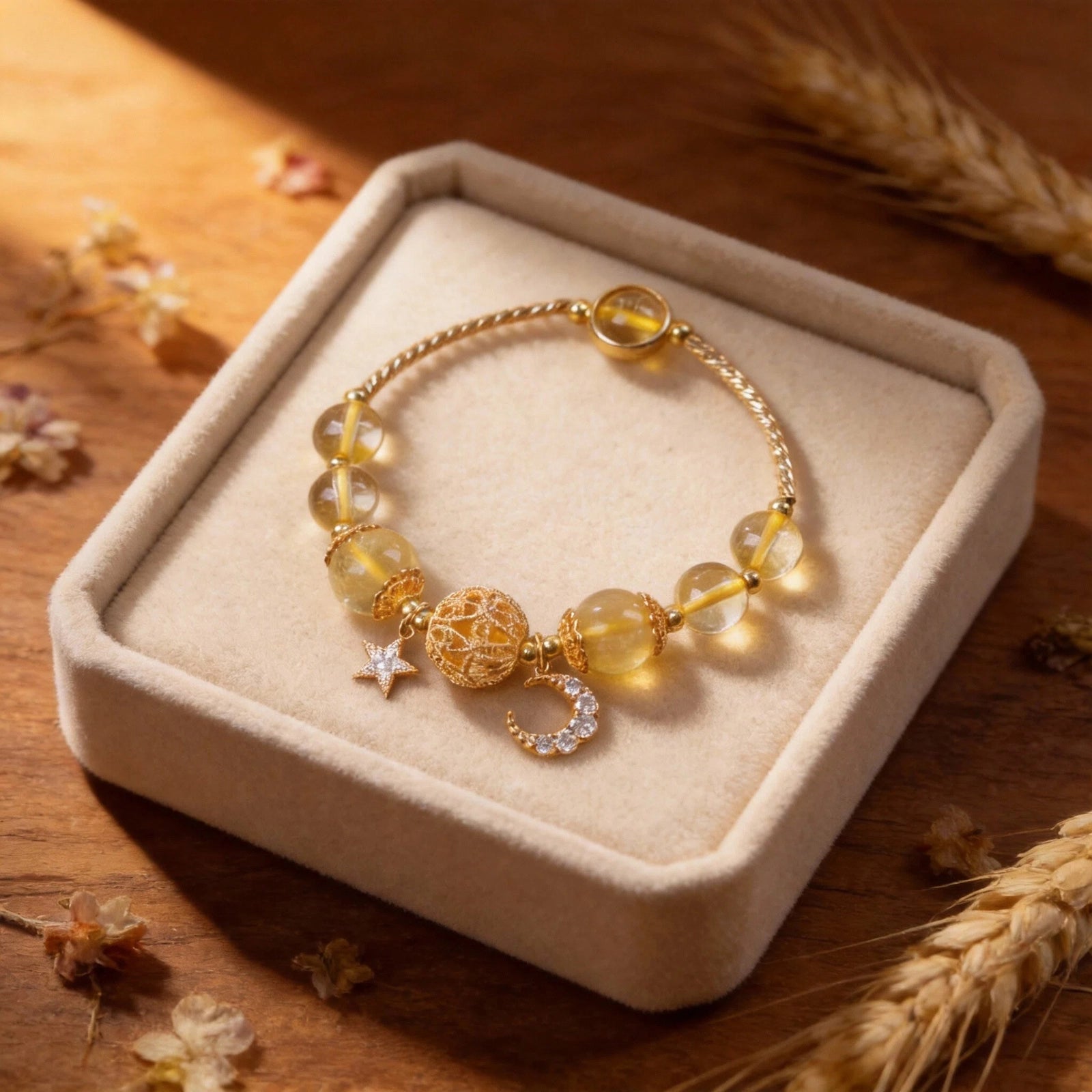 Focused Intent Bracelet — Golden Tone Energy Beads